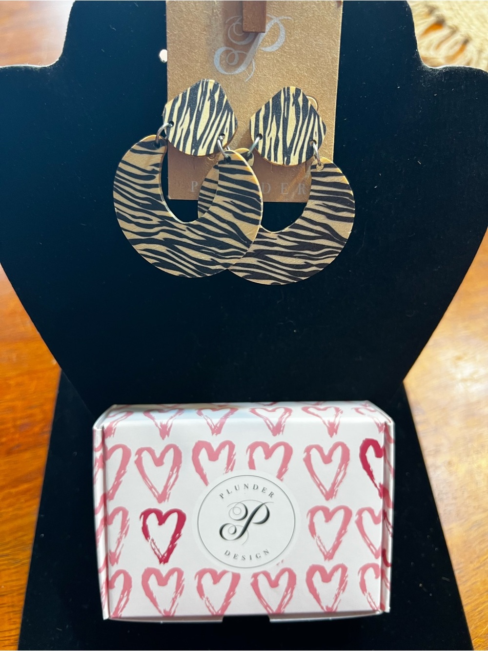 Plunder Zebra-Print Gold and Black Hoop Earrings